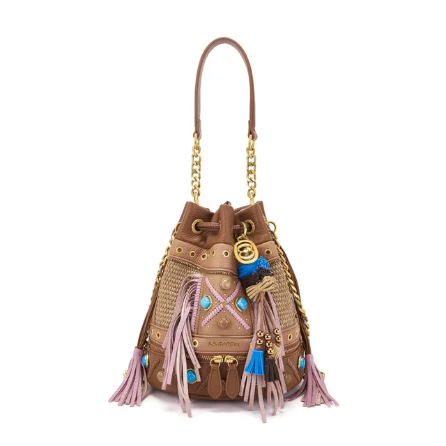 La Carrie Secchiello Jungle sac seau cotto tressé 24x17x26cm