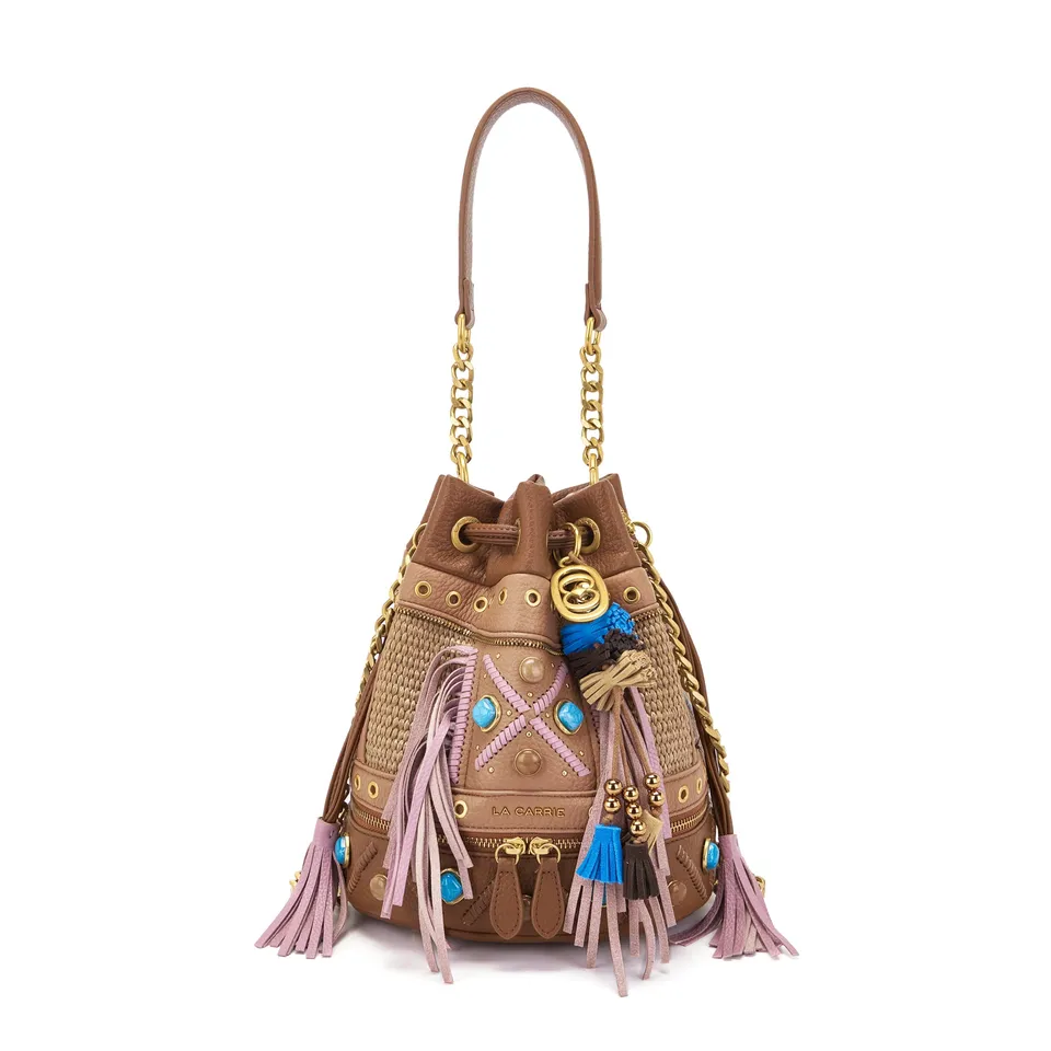 La Carrie Secchiello Jungle sac seau cotto tressé 24x17x26cm