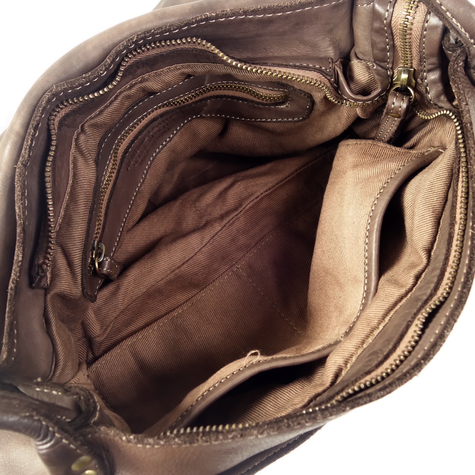 Collection Esprit Cuir Sac Besace Anna grande besace cuir café clous