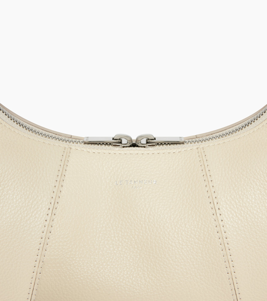 Le Tanneur Juliette petit sac hobo cuir blanc fleur de sel
