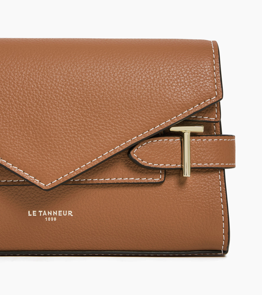 Le Tanneur Emilie Pochette Cuir Marron Grainé Chaîne