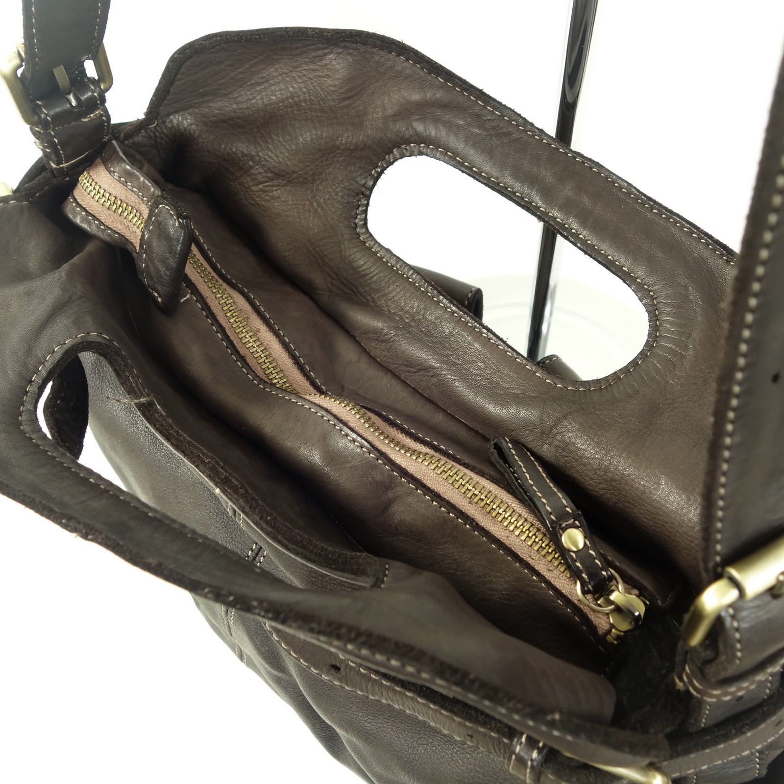 Collection Esprit Cuir Tina sac épaule cuir brun vintage