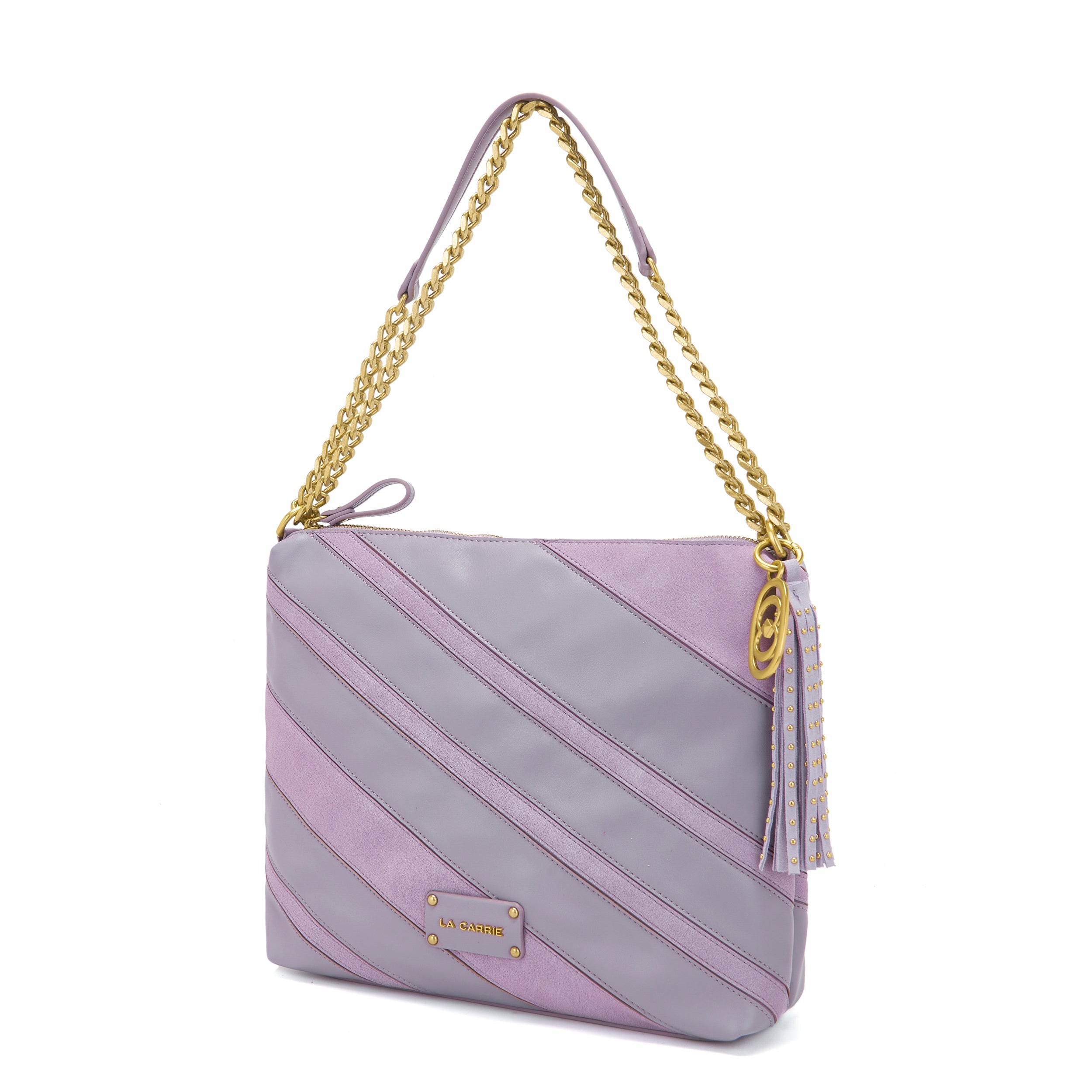 La Carrie Stripes Sac Épaule Lavande PU Daim 31x10x22 cm