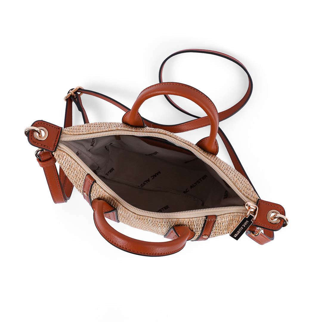 MAC ALYSTER Abrielle sac à main raphia marron cognac