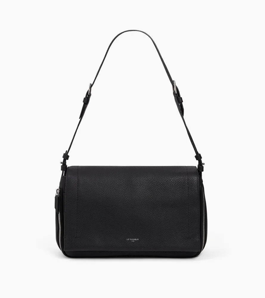 Le Tanneur Aurore sac bandoulière cuir grainé noir