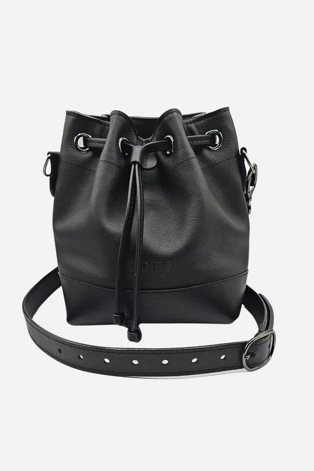 Nodie's Tommy sac seau cuir noir lisse cordon