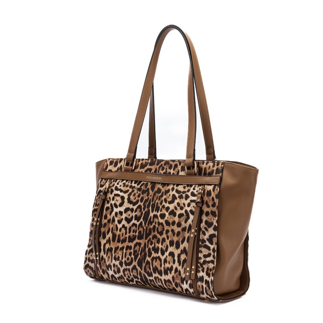 MAC ALYSTER Leopard sac cabas Noir imprimé léopard épaule