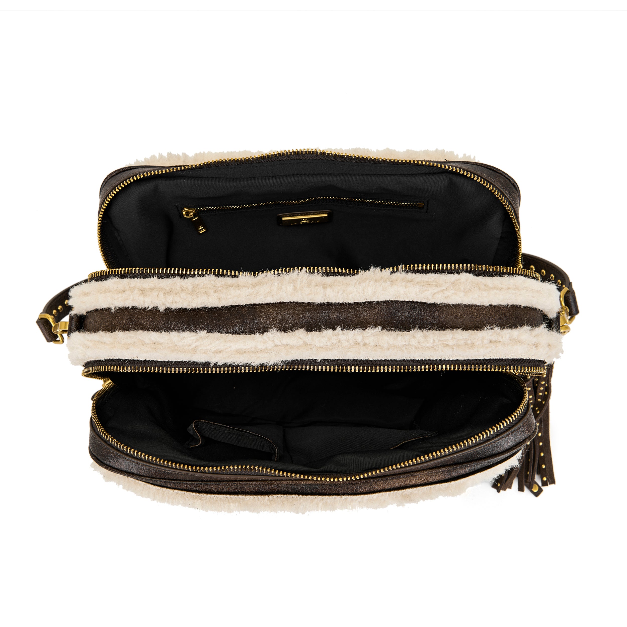 La Carrie Warmtouch sac bandoulière marron ivoire 31 cm