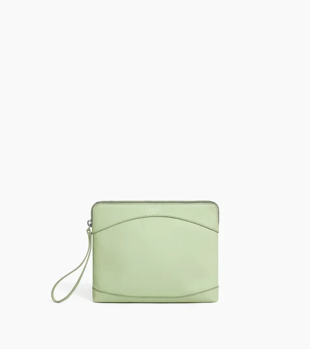 Le Tanneur pochette zippée cuir grainé dragonne