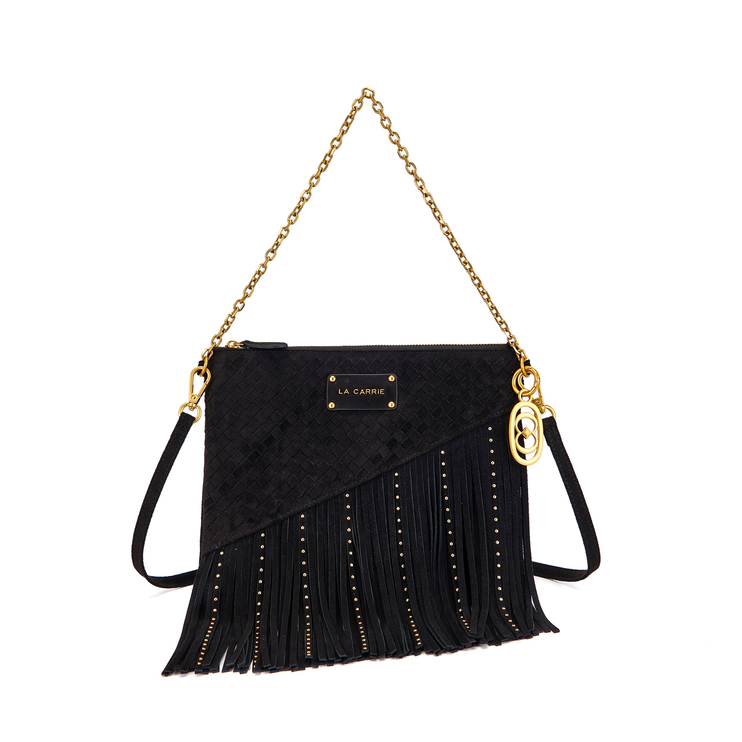 La Carrie Capsule sac bandoulière noir éco-suède 25x22 cm