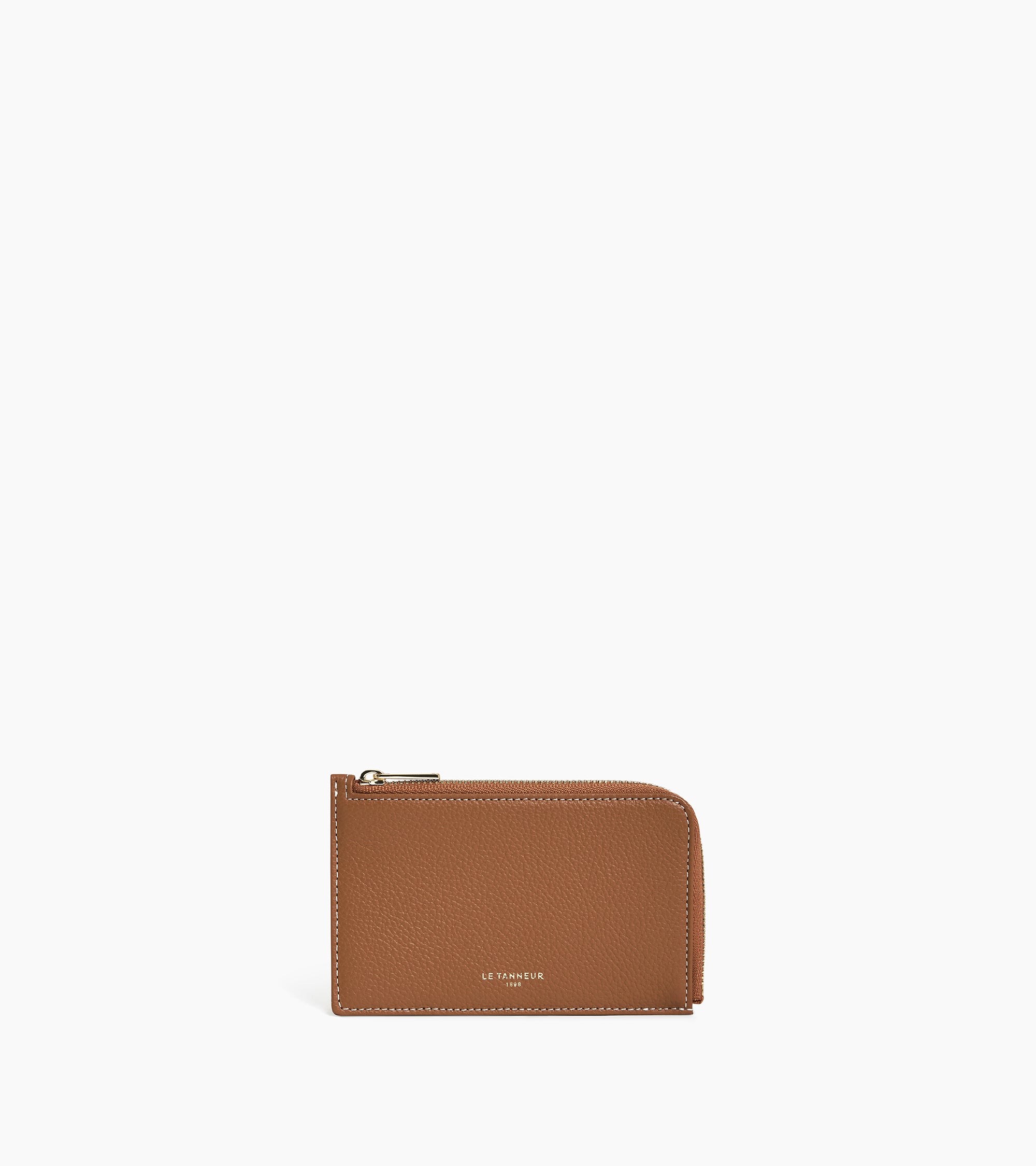 Le Tanneur Emilie porte-cartes zippé marron cuir grainé