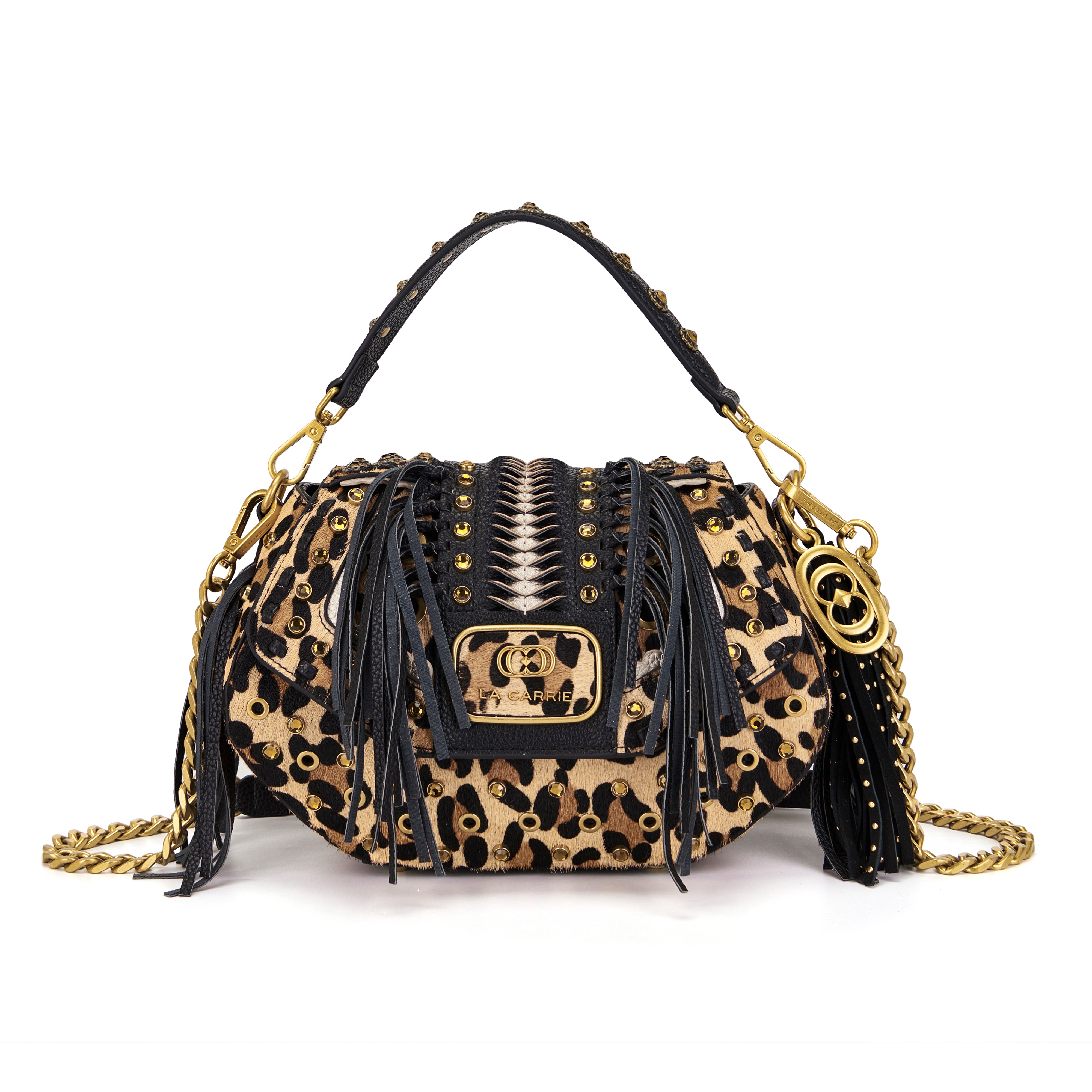 La Carrie Jungle sac à main léopard cuir 25x10x17cm
