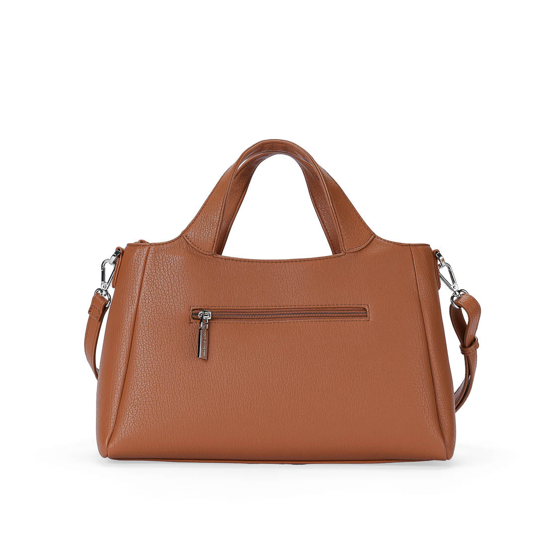 MAC ALYSTER FAUVE sac à main trapèze cognac bandoulière