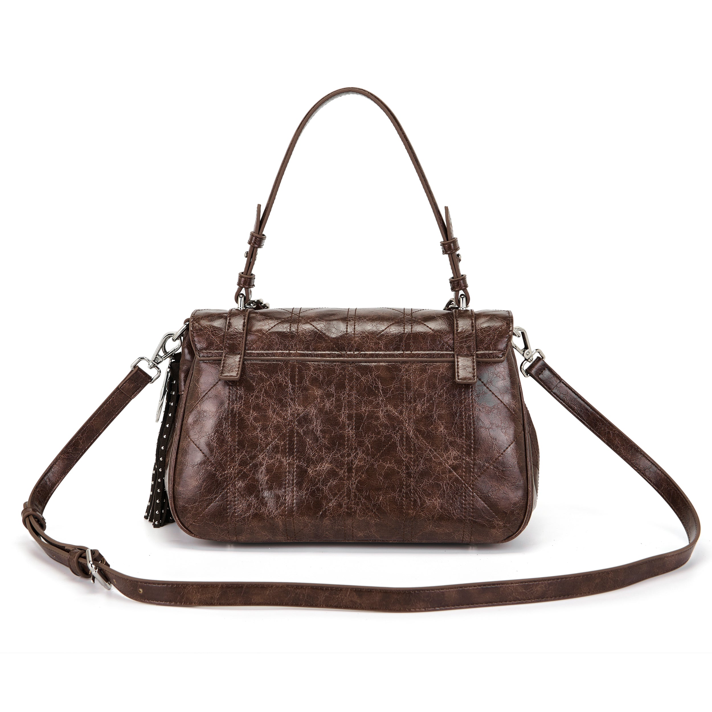 La Carrie Atena Spiderweb sac shopping marron PU