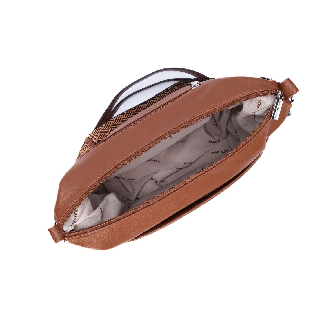 MAC ALYSTER Milan sac bandoulière Marron Cognac 42 cm zippé