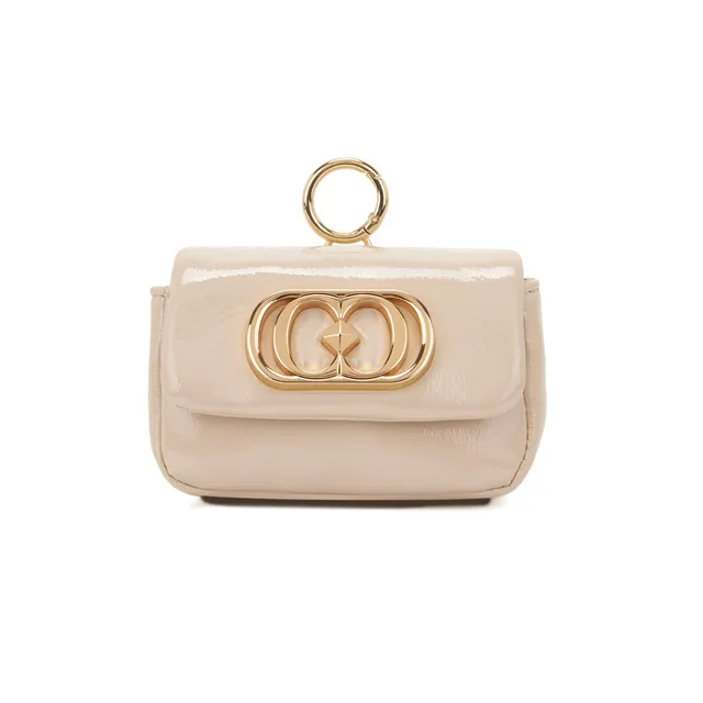 La Carrie Charm breloque mini-sac beige 11x4x7 PU logo