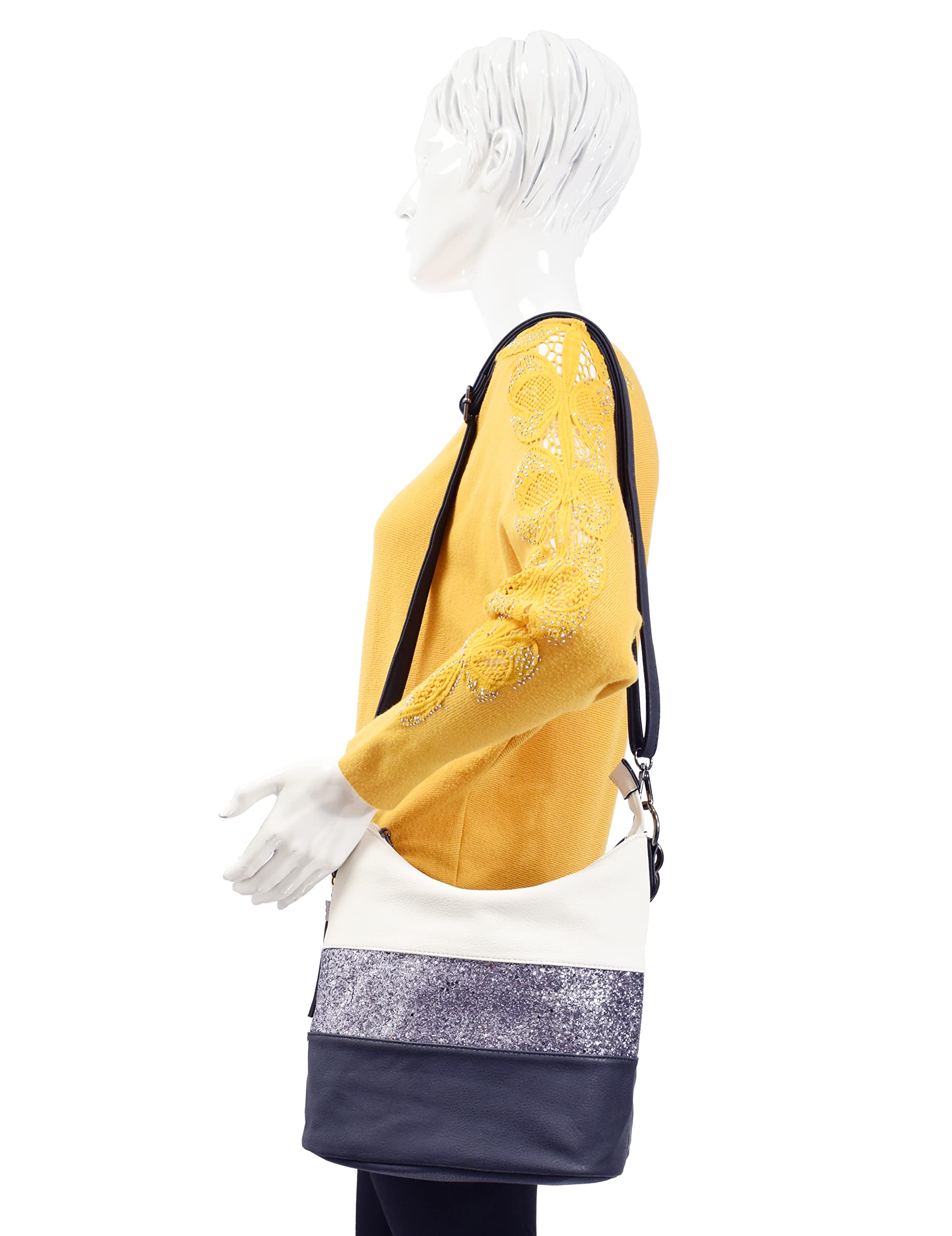 Gallantry Bandoulière sac paillettes bleu blanc soirée PU