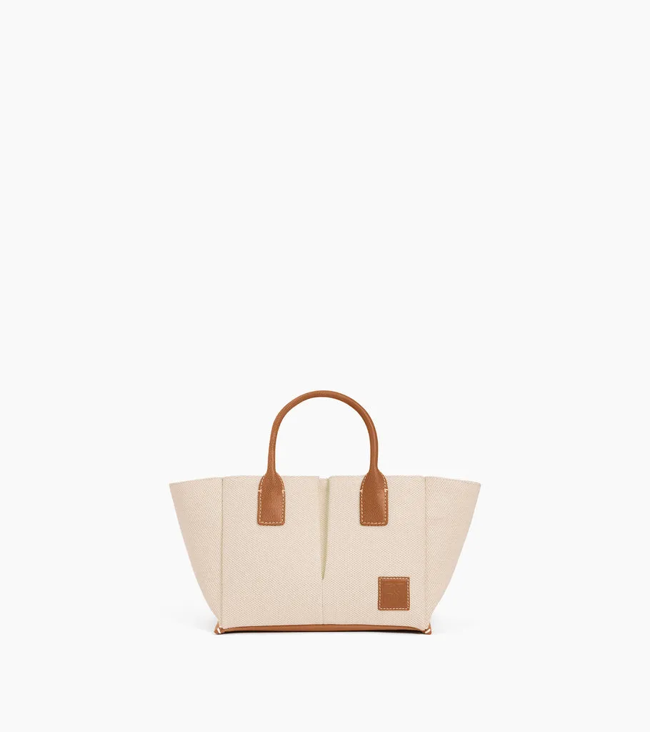 Le Tanneur Elena sac toile coton cuir grainé clutch