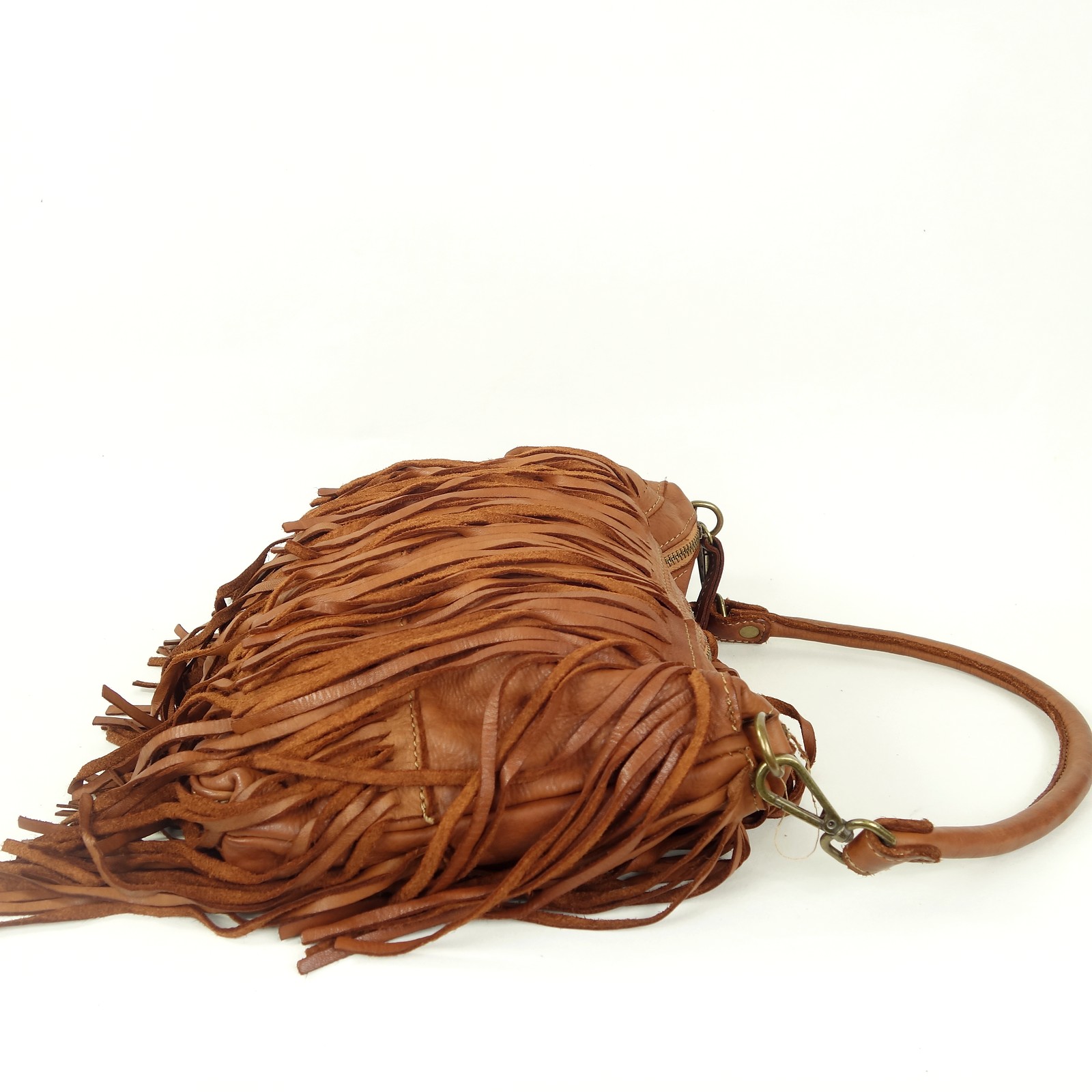 Esprit Cuir Pia sac bandoulière franges cuir camel