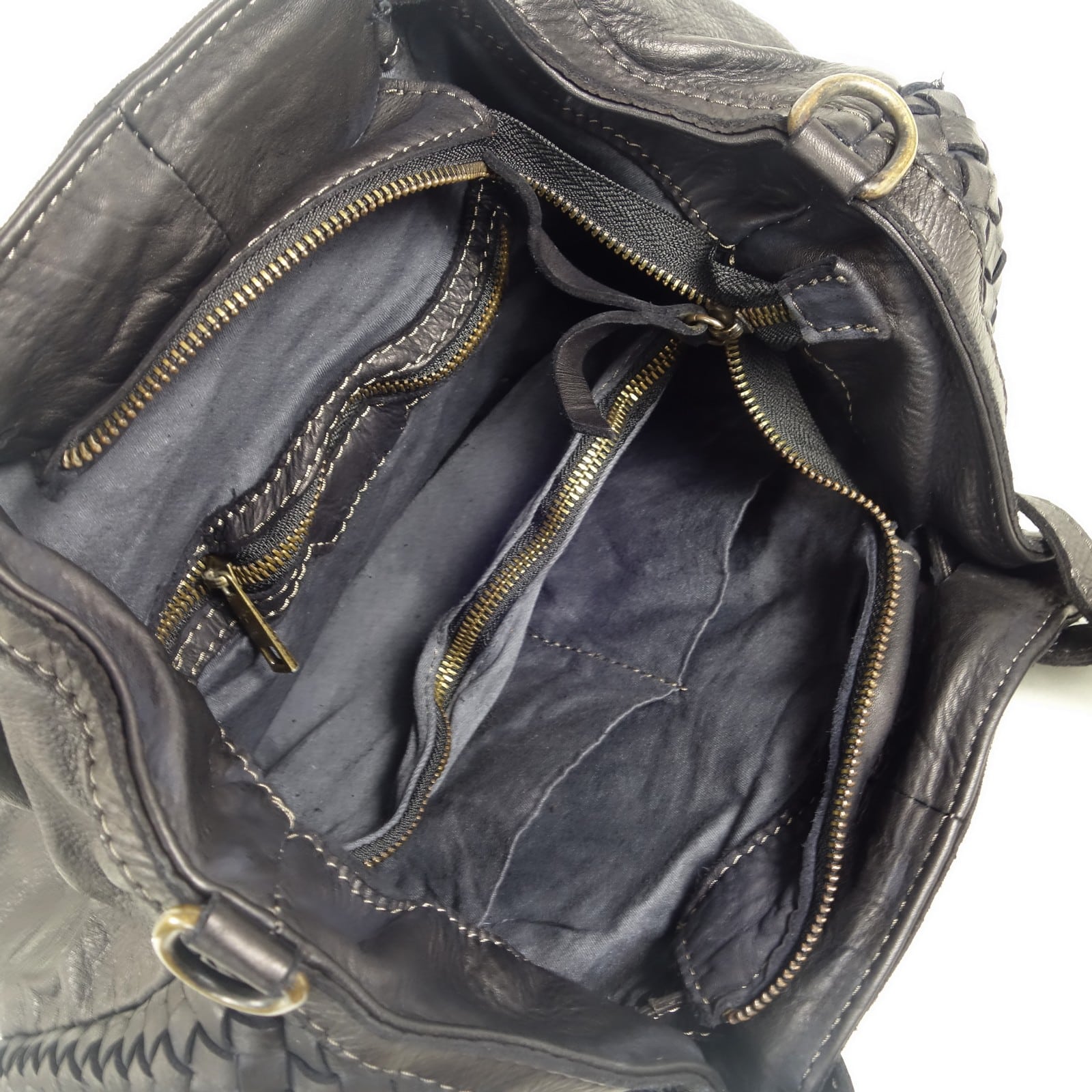 Collection Esprit Cuir Sveva Grand Sac Main Cuir Tressé Noir