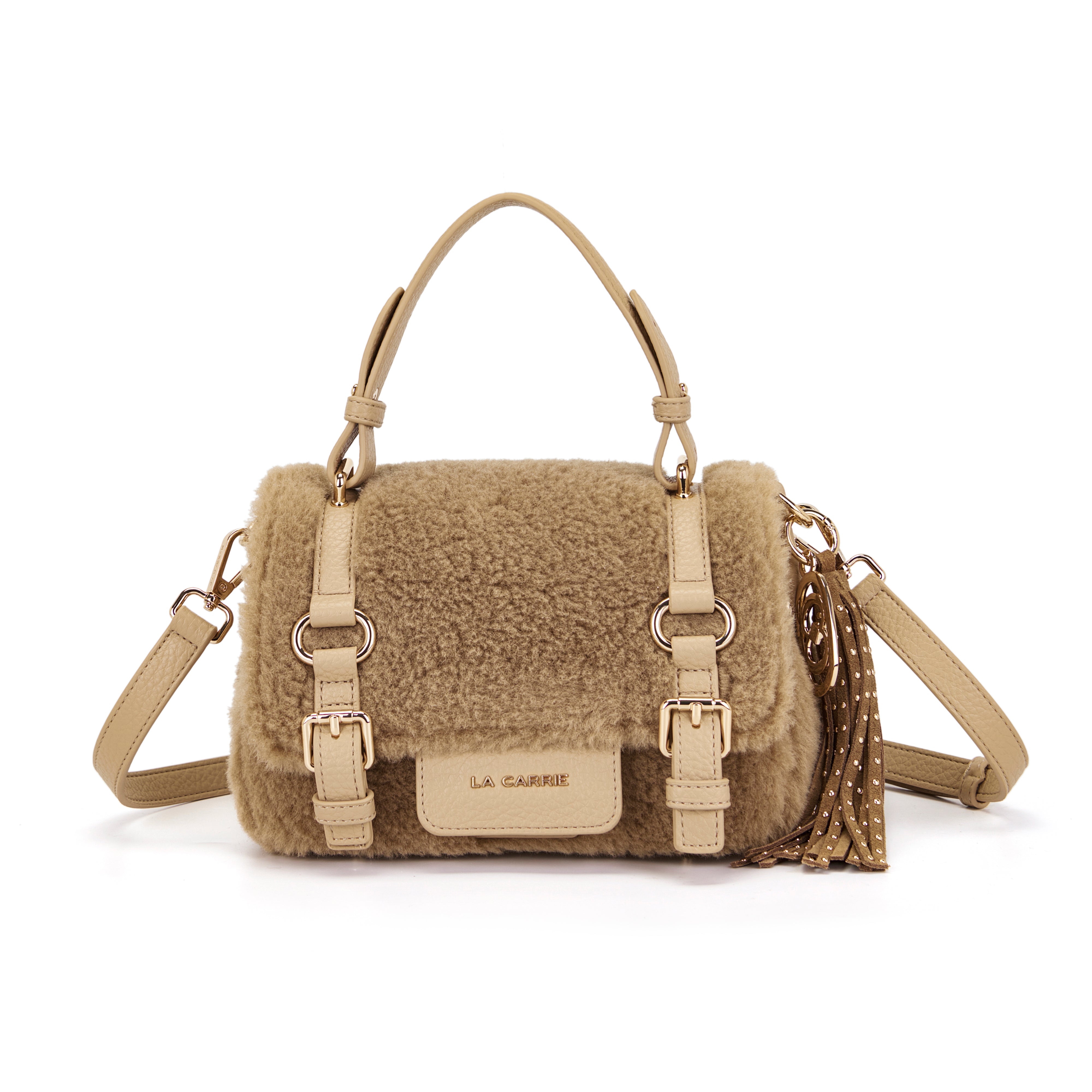 La Carrie Atena Teddy cabas taupe 22 cm fourrure