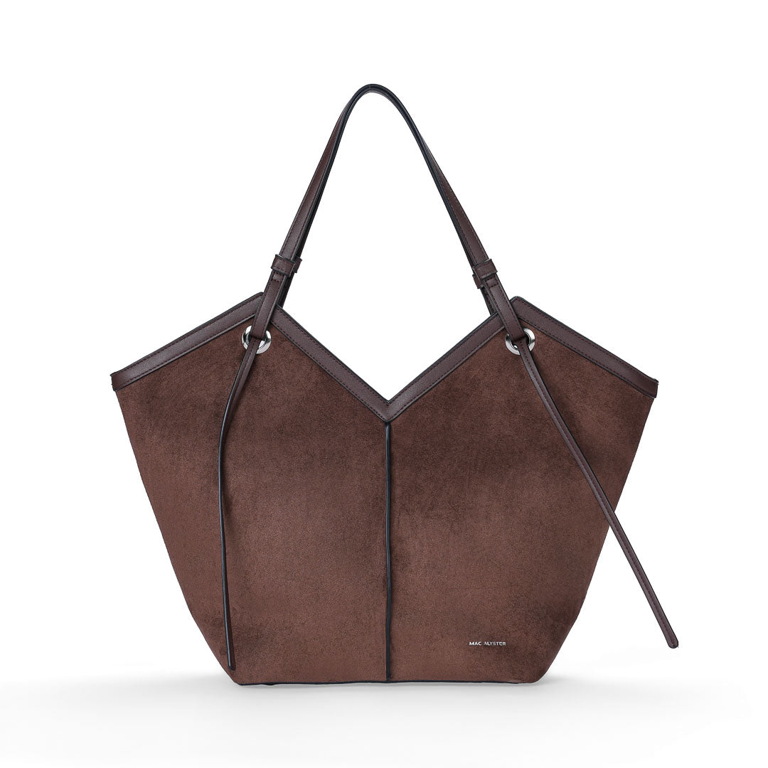 Mac Alyster Captivante grand sac shopping Noir suédine 49 cm
