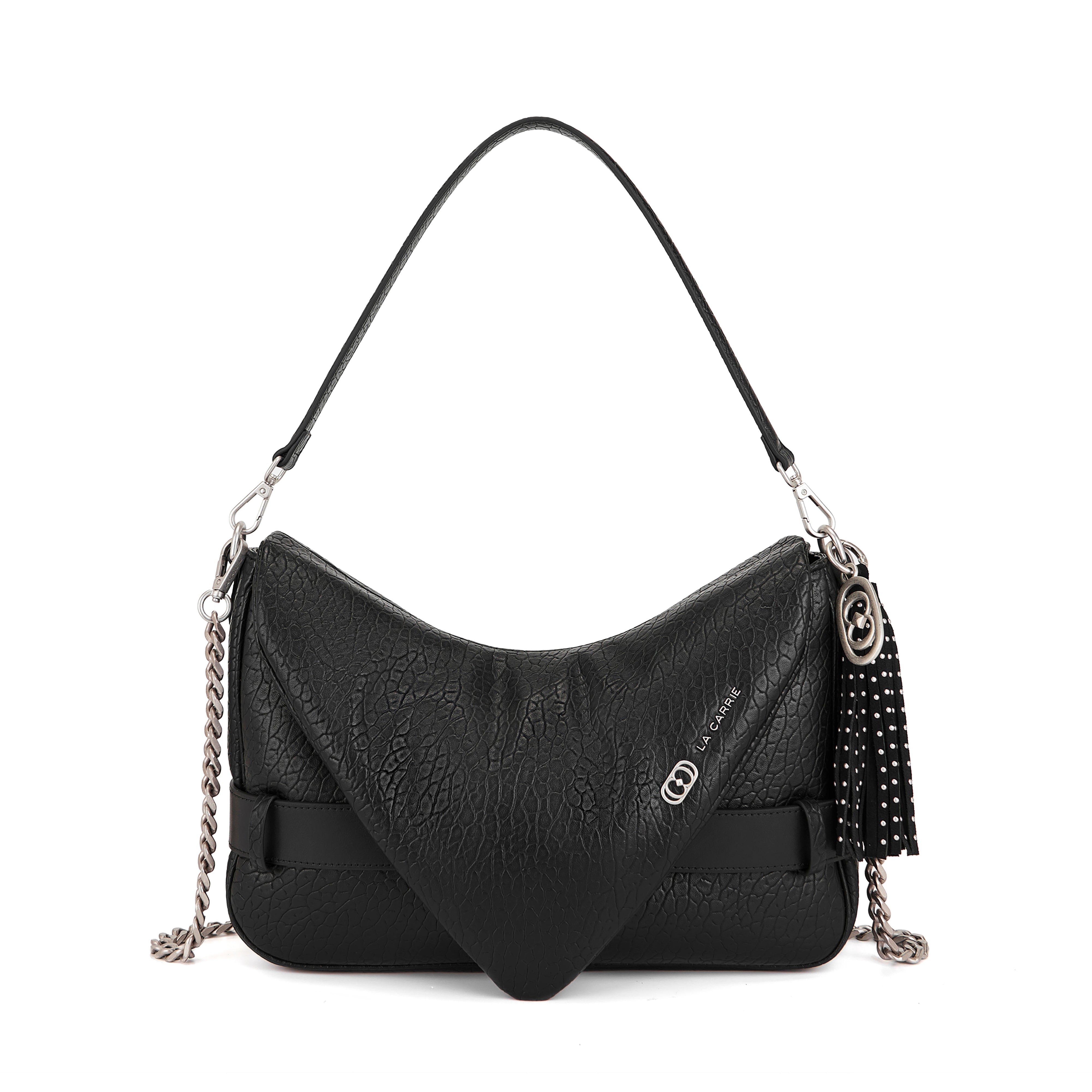 La Carrie Belty sac bandoulière noir chaîne 36 cm