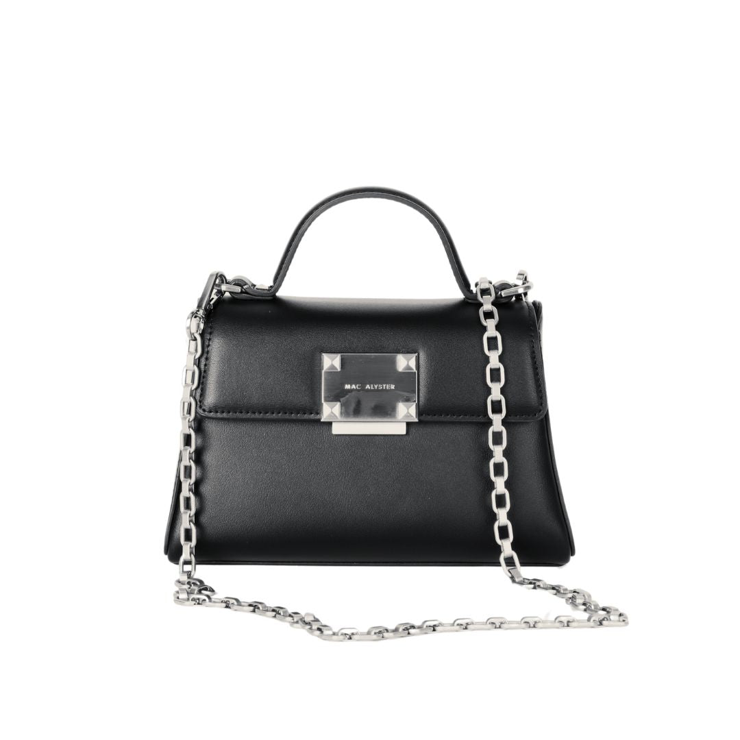 Mac Alyster Mélyssa mini sac cuir noir silver soirée