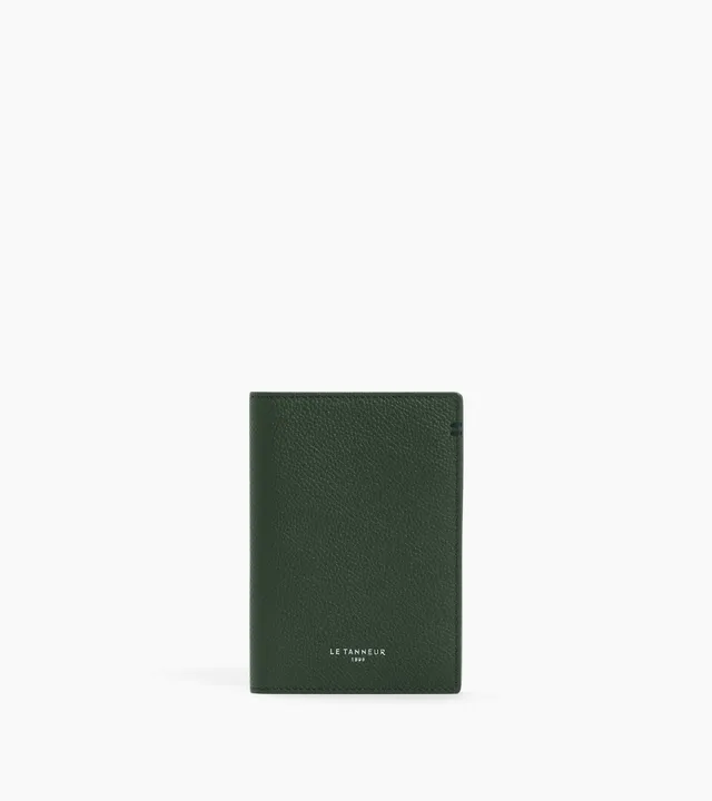 Le Tanneur porte-passeport cuir grainé vert Green Malachite