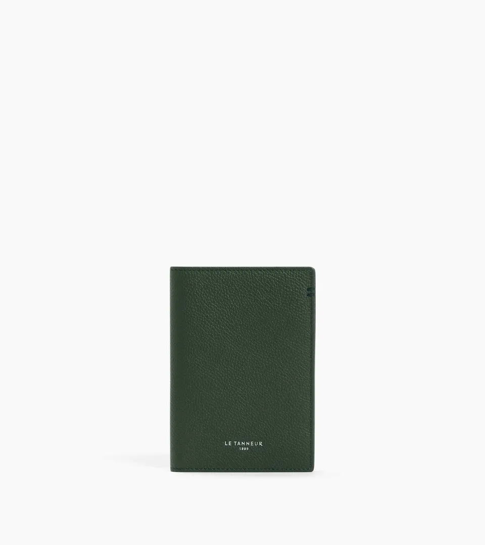 Le Tanneur porte-passeport cuir grainé vert Green Malachite