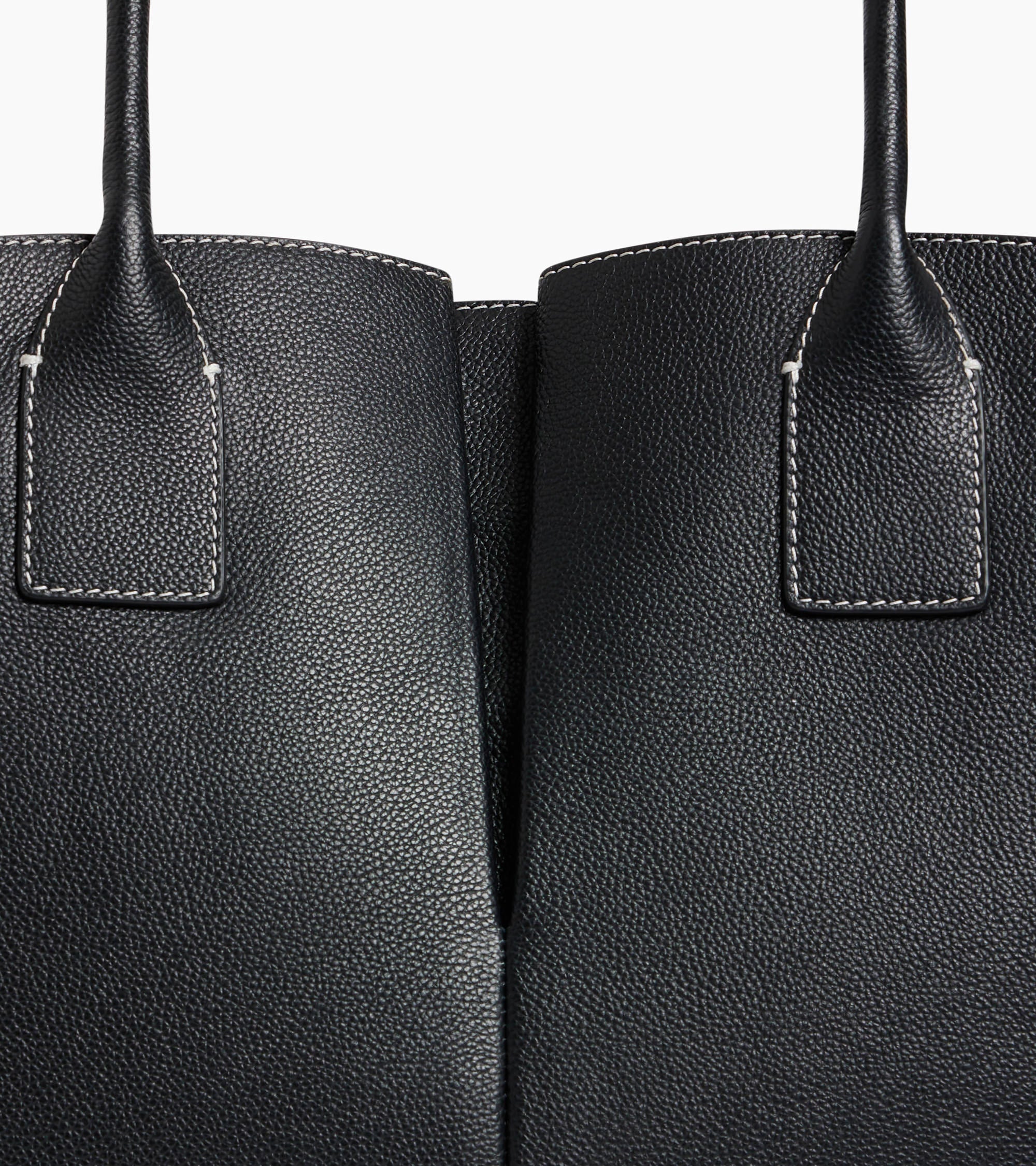 Le Tanneur Elena grand cabas cuir grainé noir 14 pouces