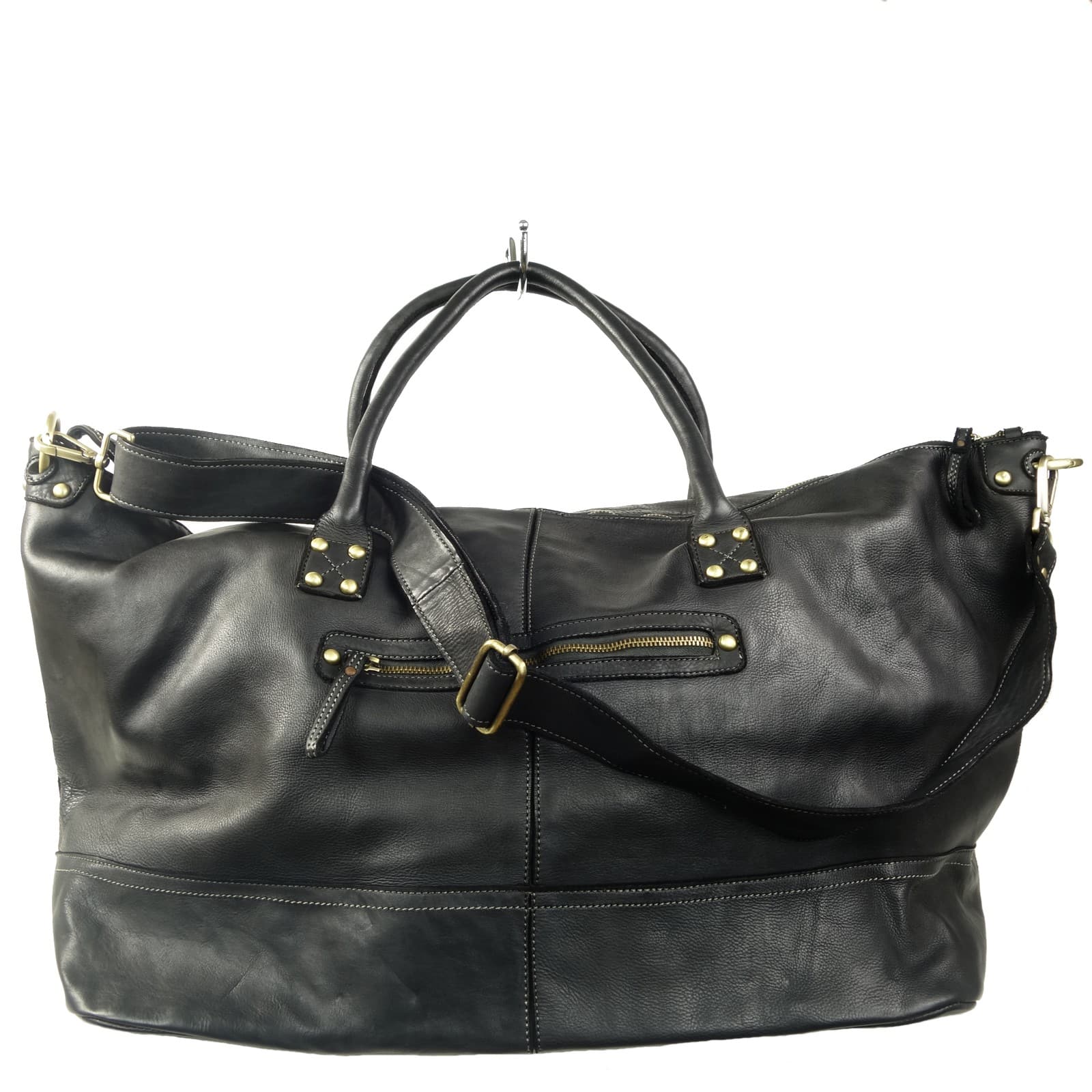 Collection Esprit Cuir LORENZO sac voyage cuir noir 48h