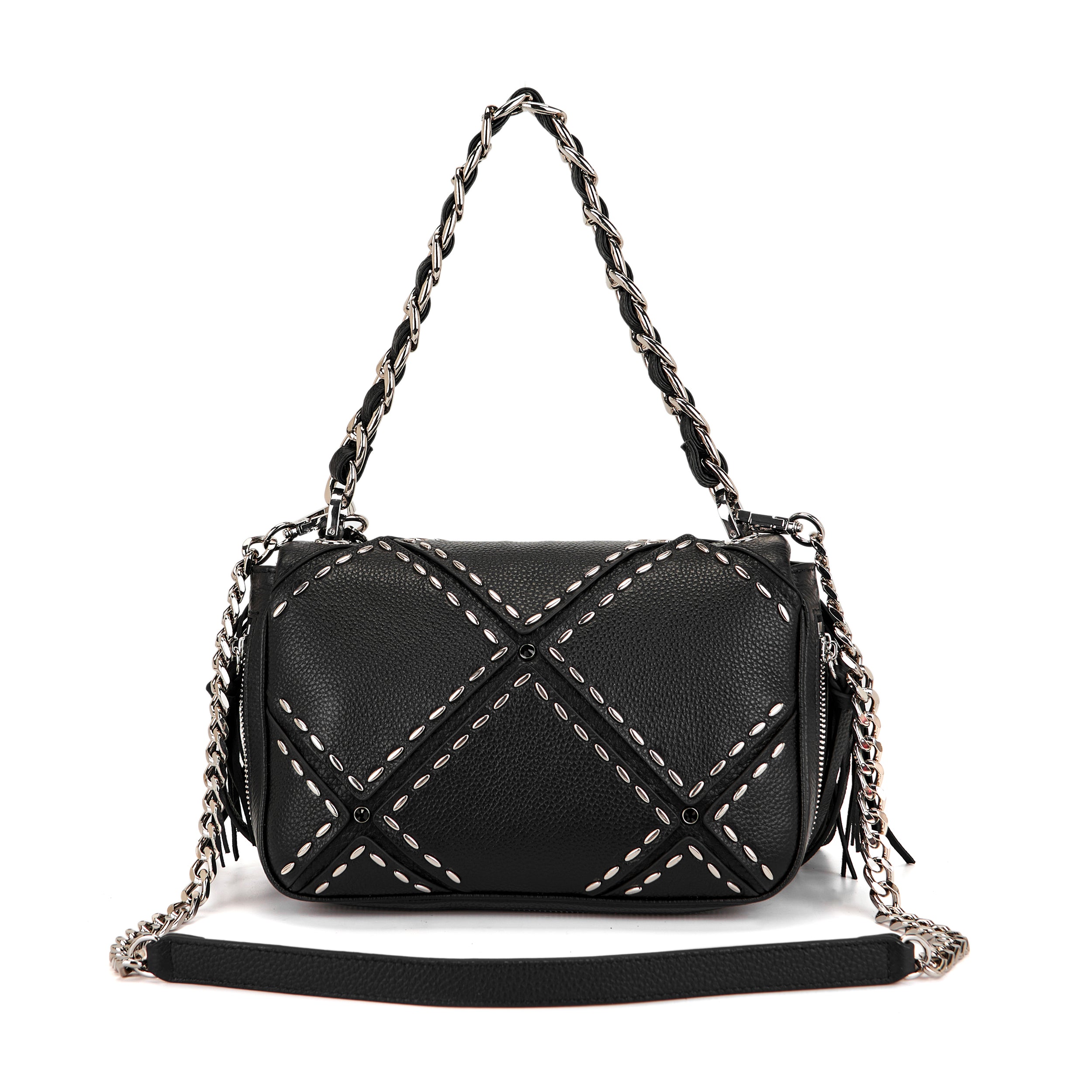 La Carrie Isabel Rock sac bandoulière noir cuir chaîne