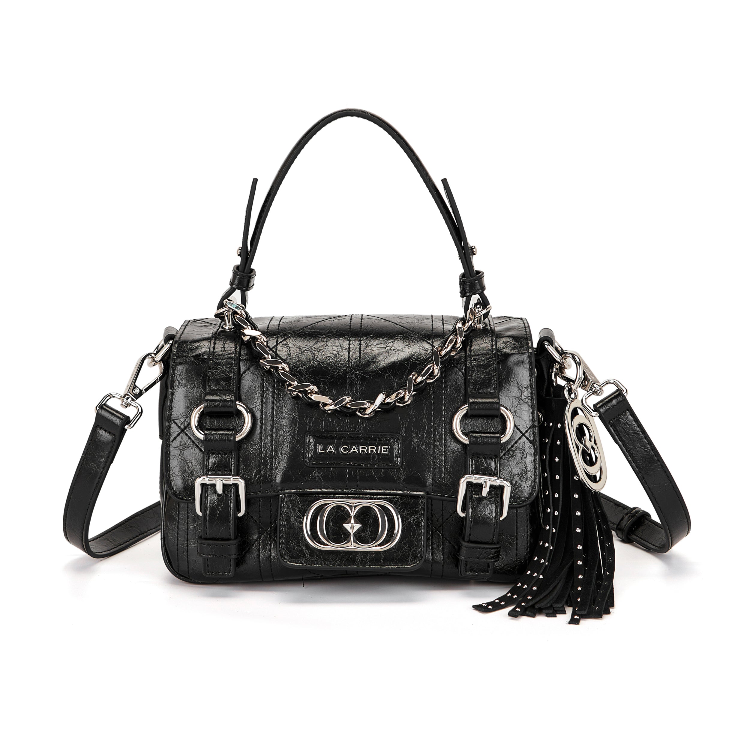 La Carrie Atena Spiderweb sac shopping noir PU 22x12x14cm