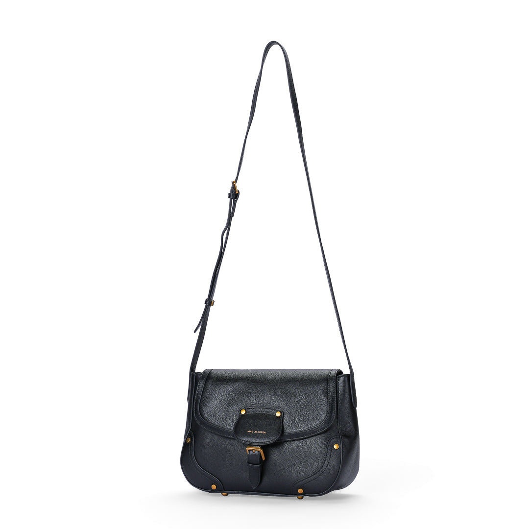 MAC ALYSTER LANORA sac rabat cuir Daim Cognac