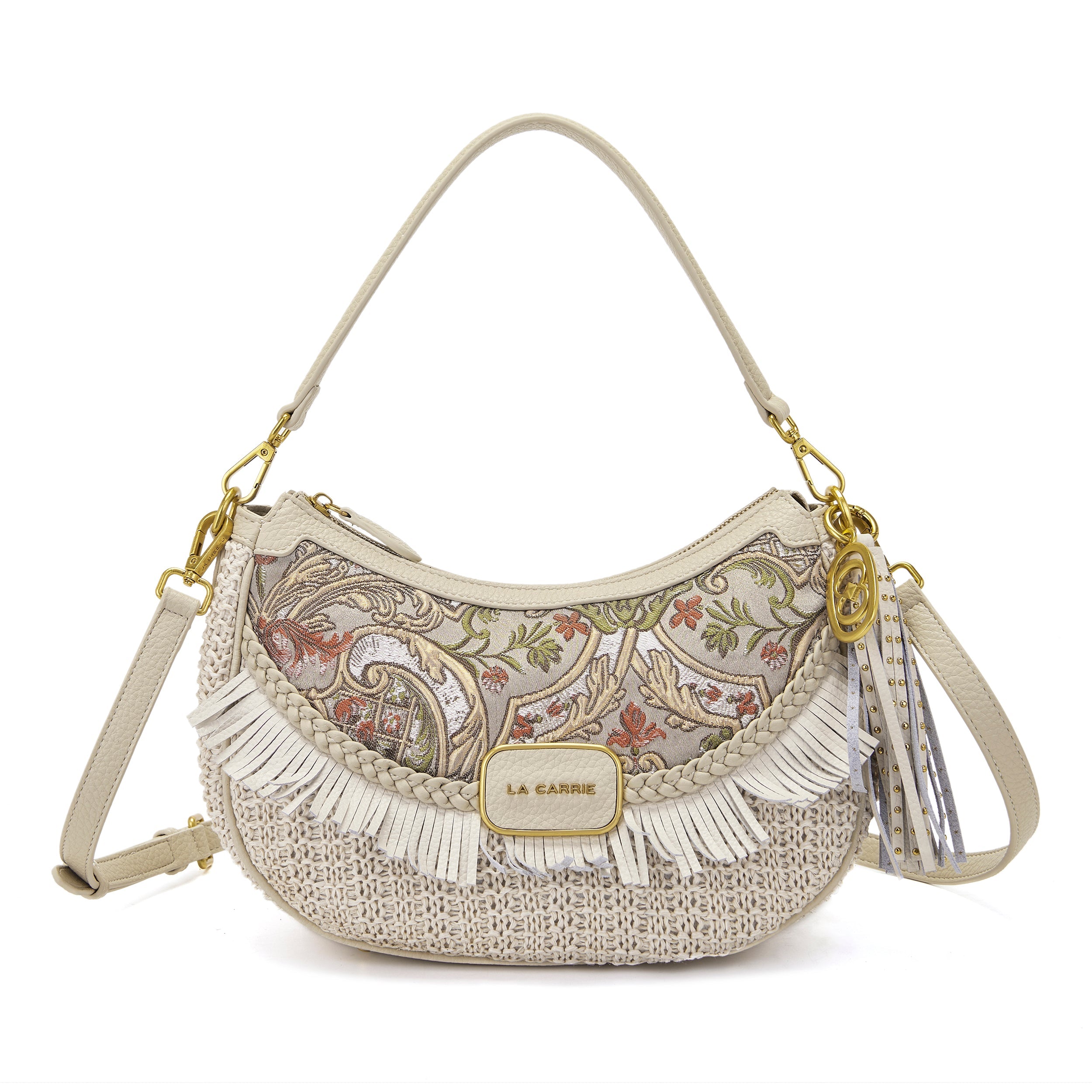 La Carrie Arabesque sac bandouliere beige raffia