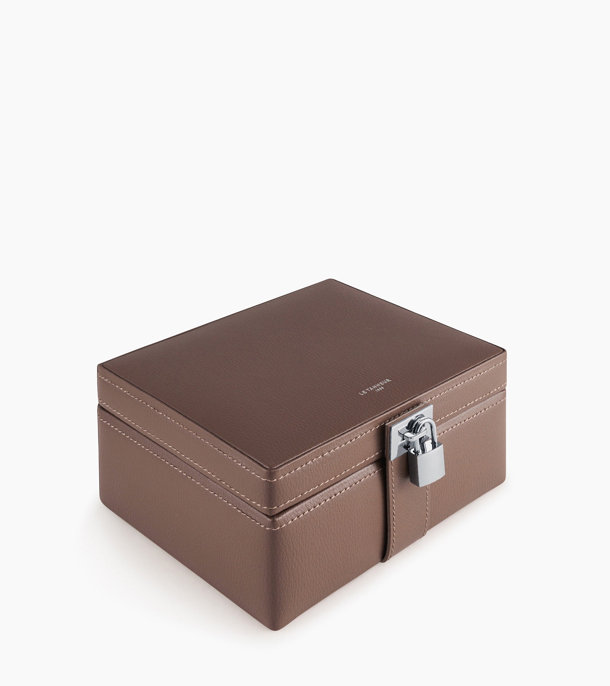 Le Tanneur boîte à bijoux cuir recyclé taupe
