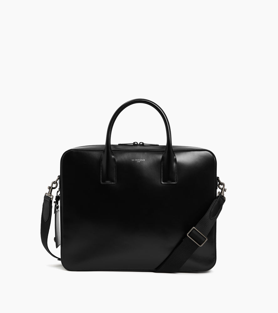 Le Tanneur Emile porte-documents cuir lisse 14" noir