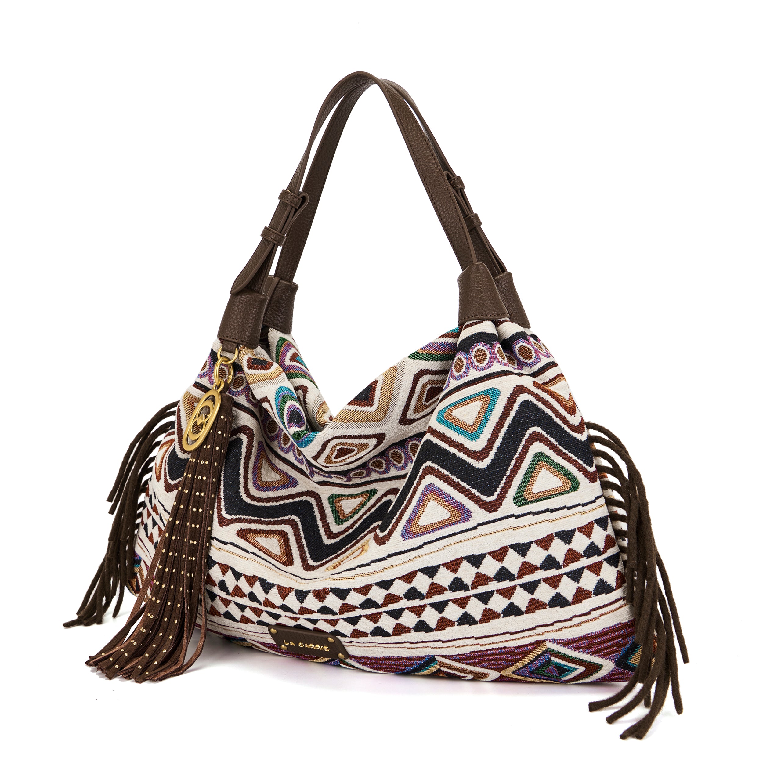 La Carrie Kerala sac shopping toile noire motifs