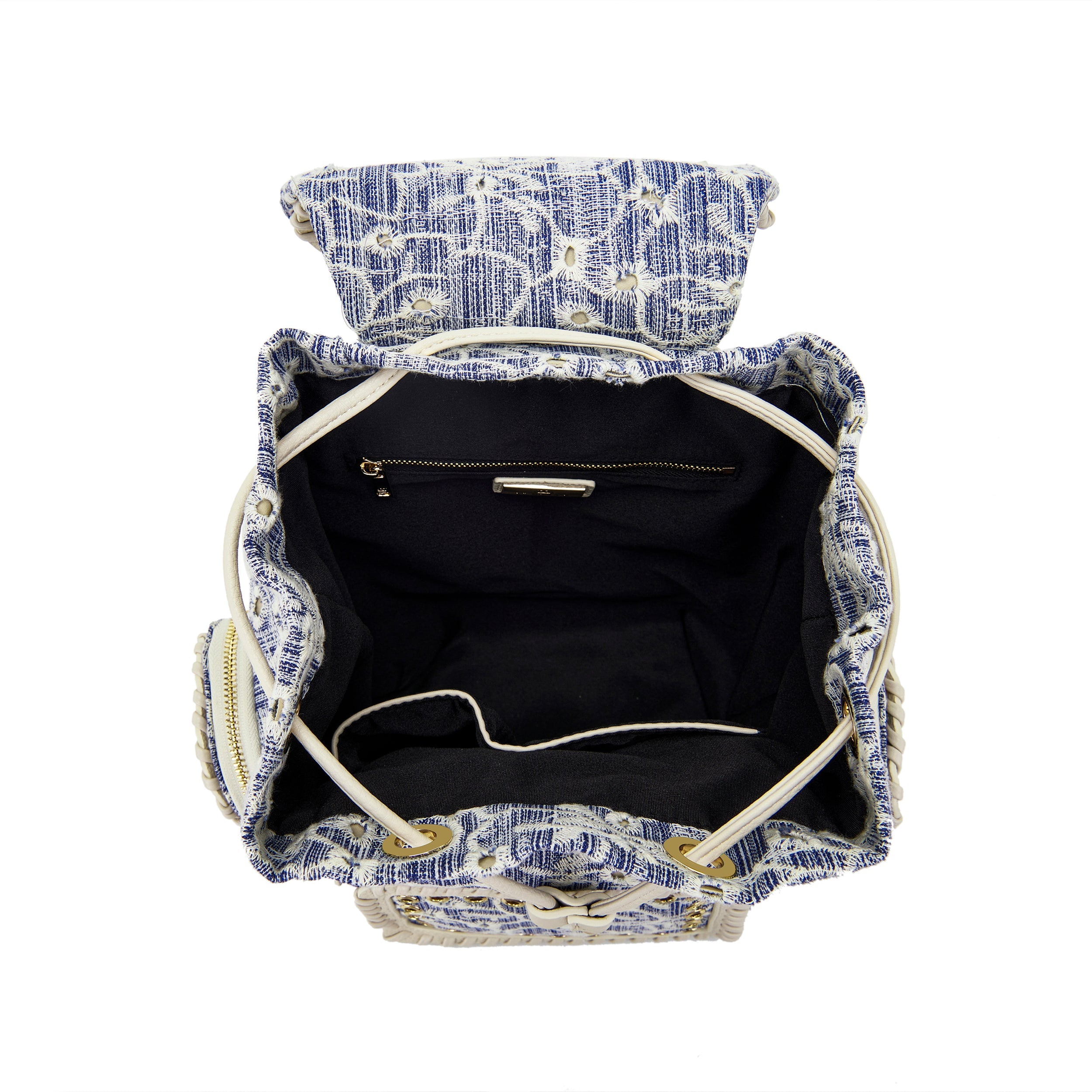 La Carrie Bag Romantic sac à dos jeans brodé 27 cm