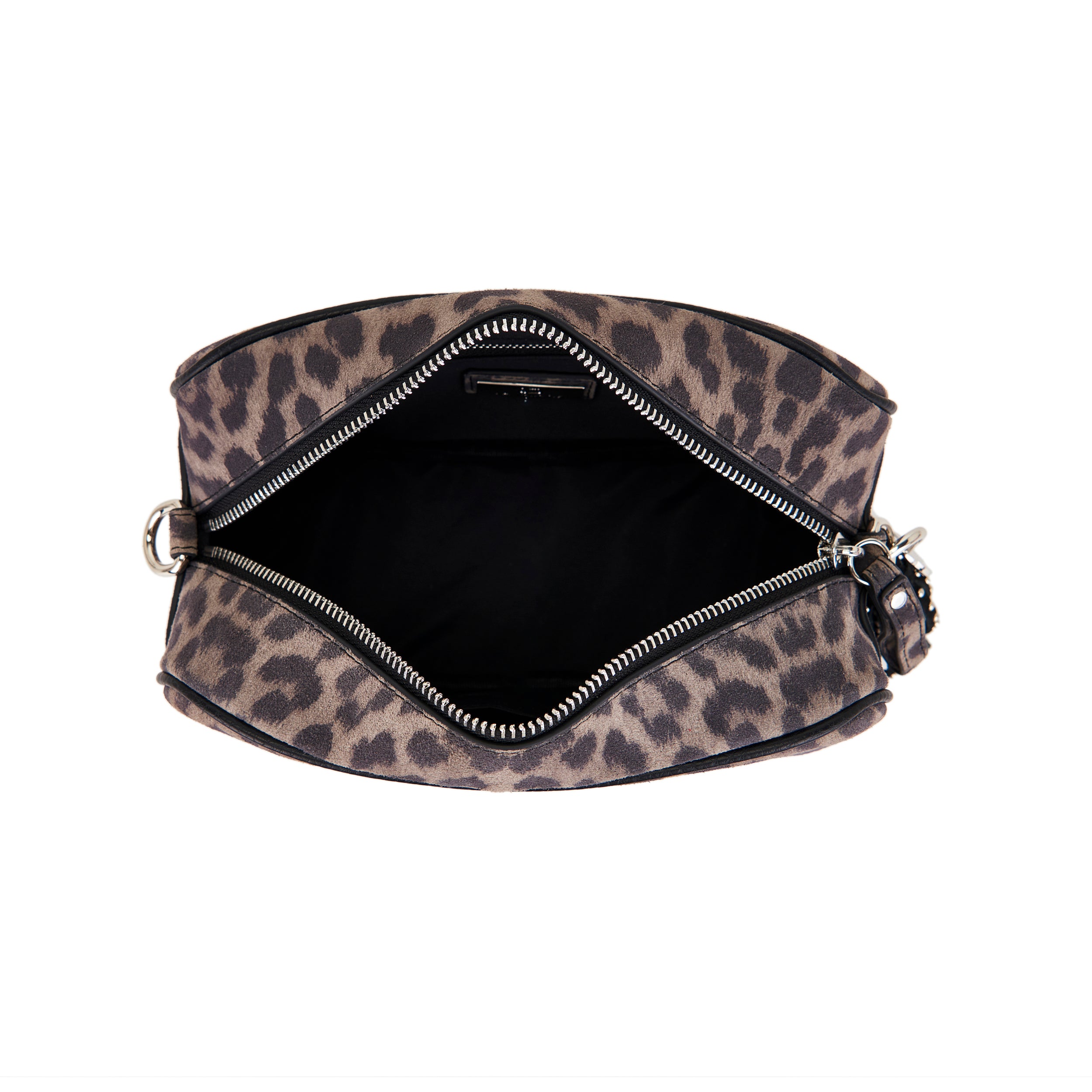 La Carrie Lio sac bandoulière suède gris animalier