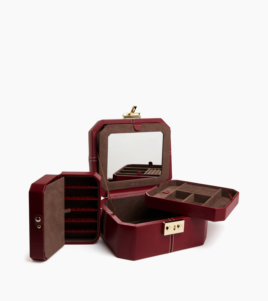 Le Tanneur boîte à bijoux cuir fermoir T doré