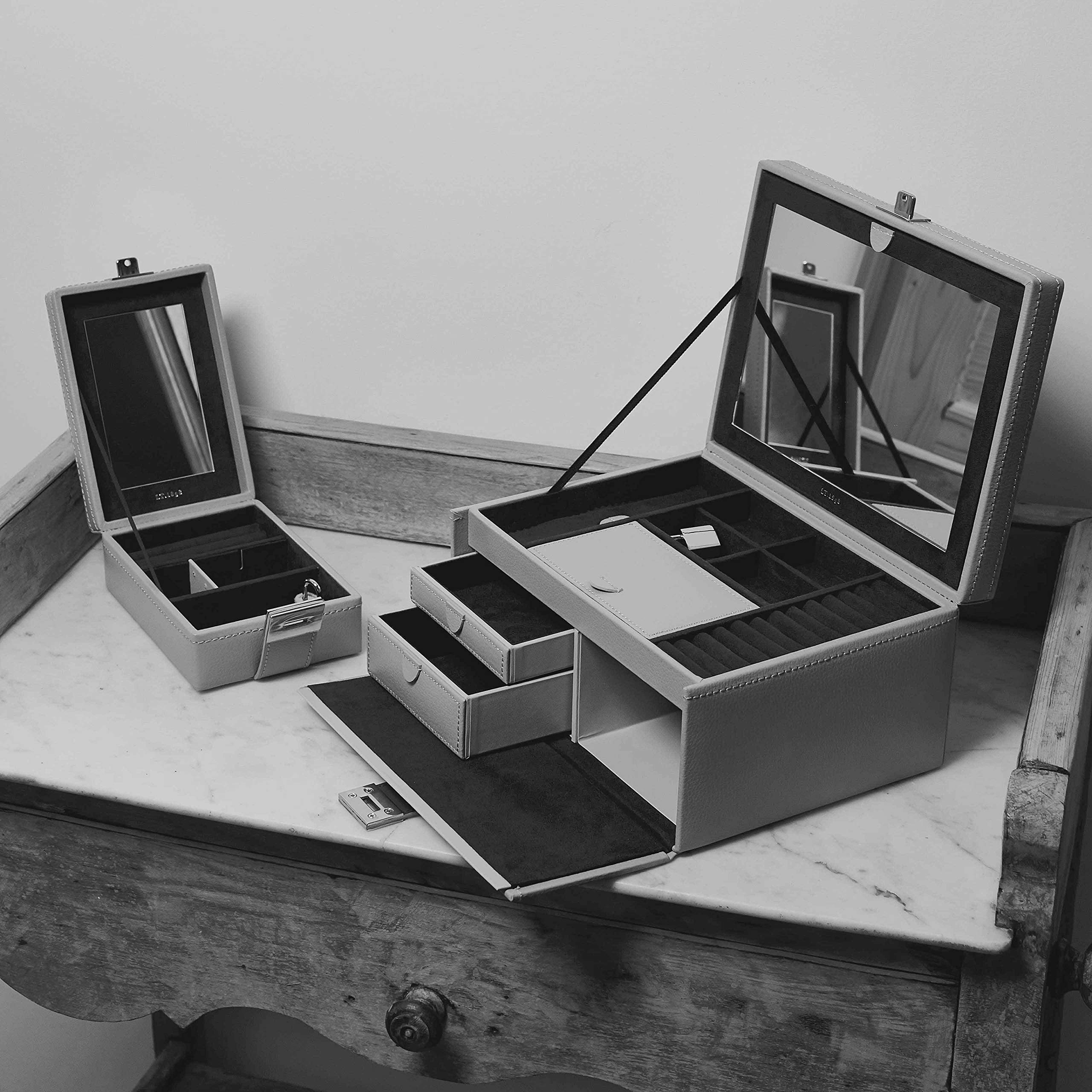 Le Tanneur Luggage boîte à bijoux cuir miroir voyage femme