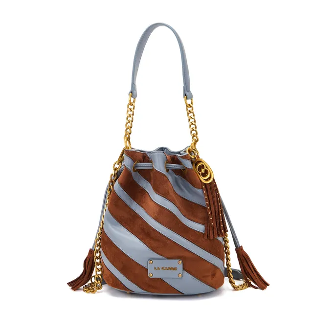 La Carrie Secchiello Stripes sac seau multi sky 24x17x26cm