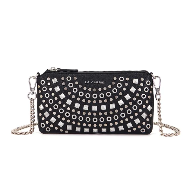 La Carrie Bag Solid portefeuille noir clouté 25x3x13cm