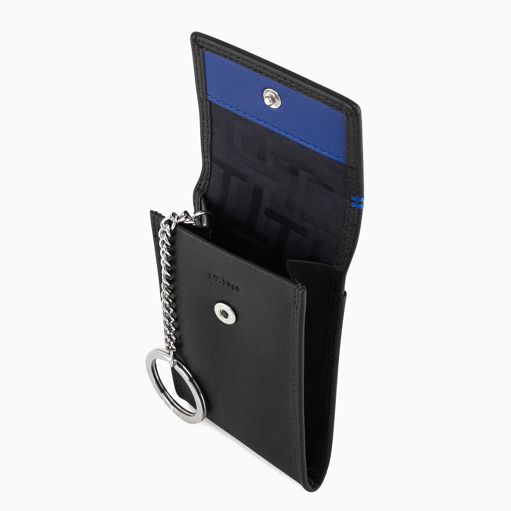 Le Tanneur étui clés cuir lisse noir bouton pression homme