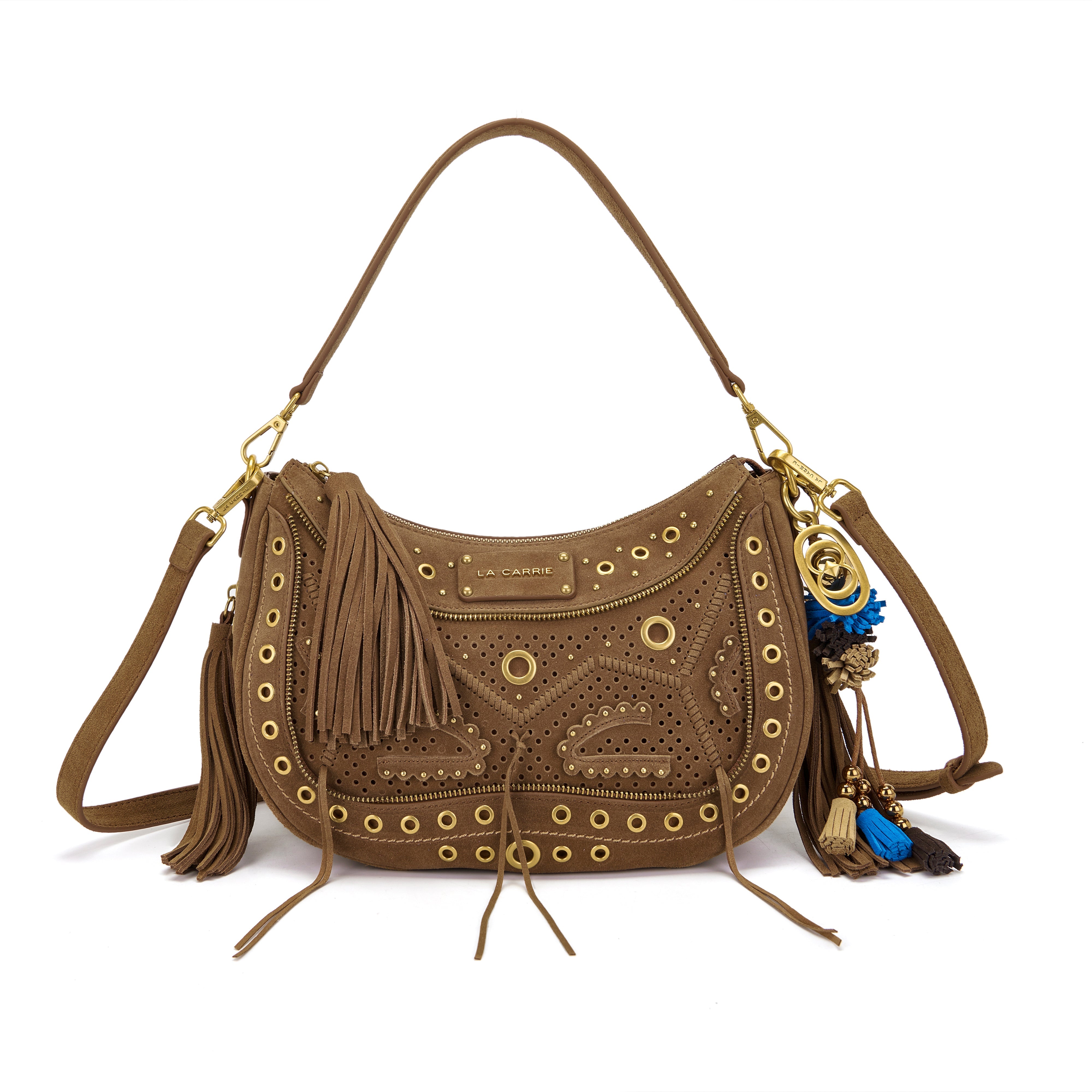 La Carrie Bag Jungle sac bandouliere daim cuoio 32x12x21 cm