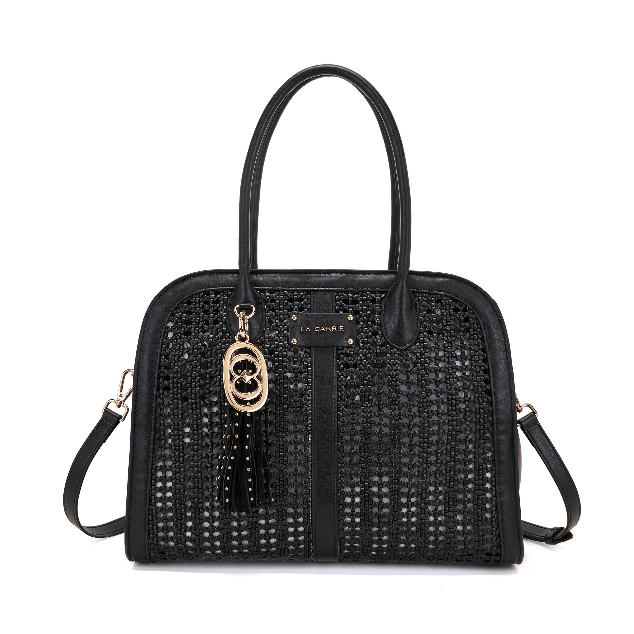 La Carrie Woven sac cabas noir tressé grand