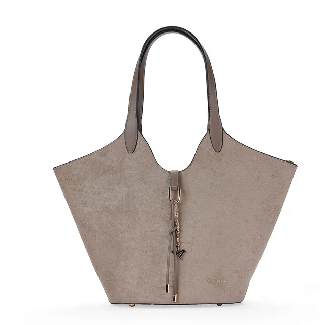 MAC ALYSTER DUNEA sac cabas taupe suédine effet velours