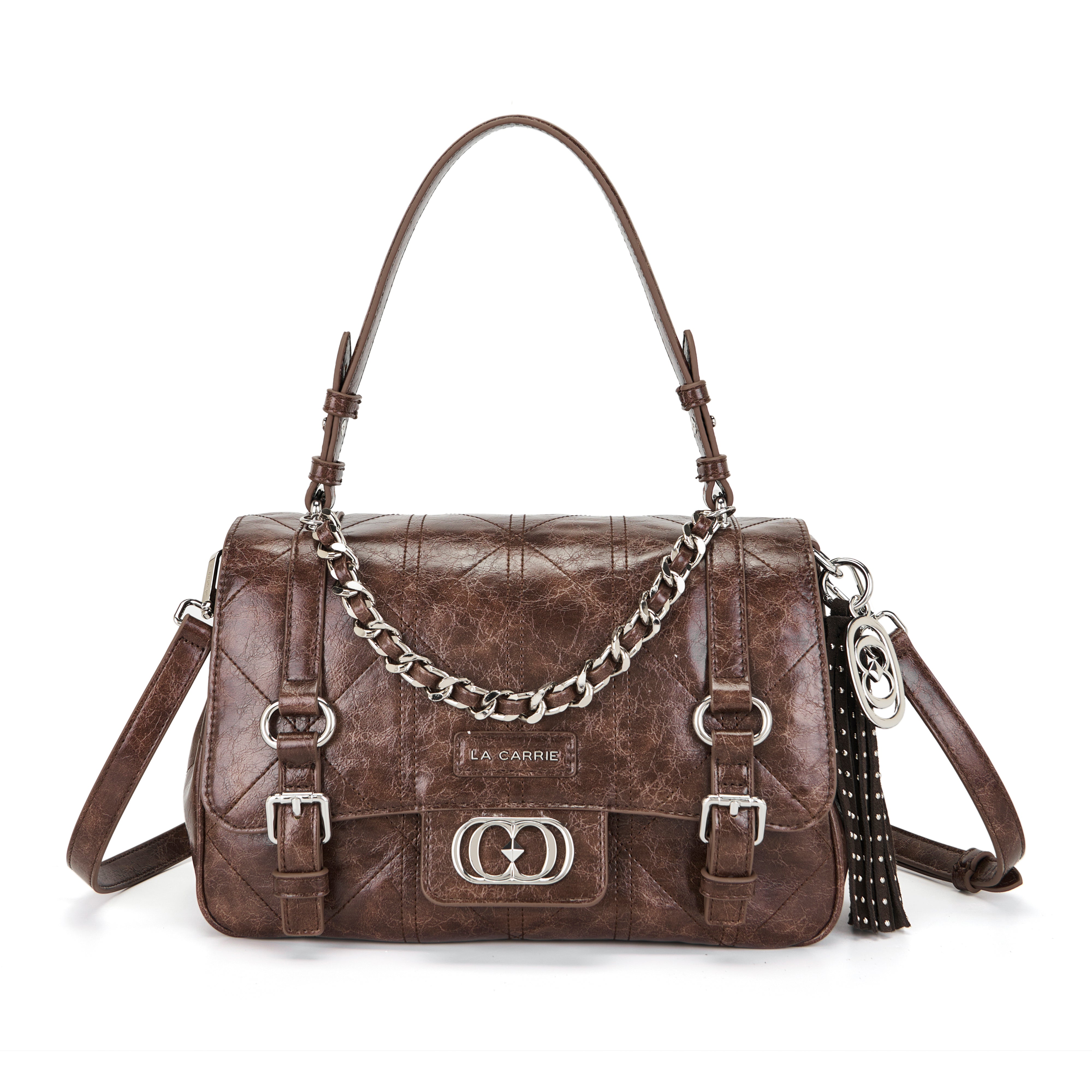 La Carrie Atena Spiderweb sac shopping marron PU